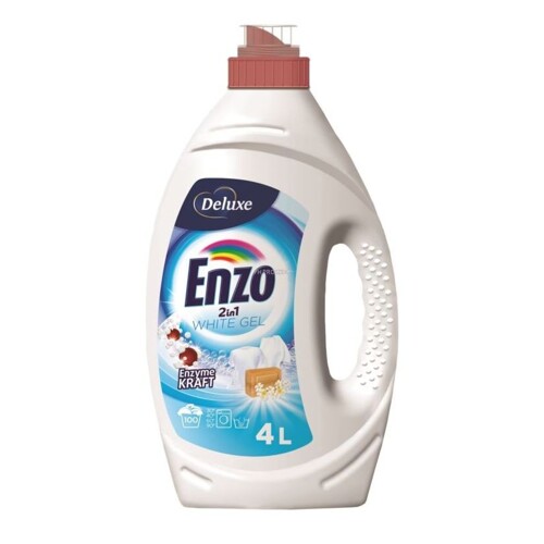 Enzo de luxe 4 l - prací gel 2v1 - 100 dávek - na bílé - enzymatický účinek
