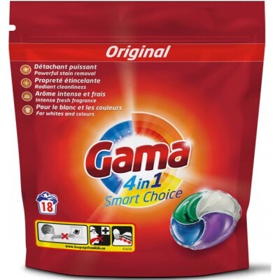 Gama 4v1 kapsle na praní 18 ks univerzální - značka Gama nahradila Vizír - německá kvalita
