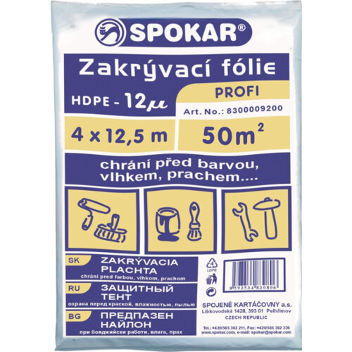 Zakrývací fólie 4x12,5 m, 50 m2, 12 my