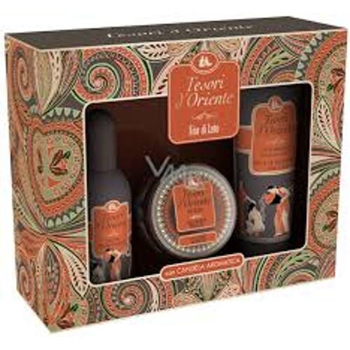 Tesori ď oriente dárková sada s vůní lotosu - parfém 100 ml, svíčka, s. gel 250 ml