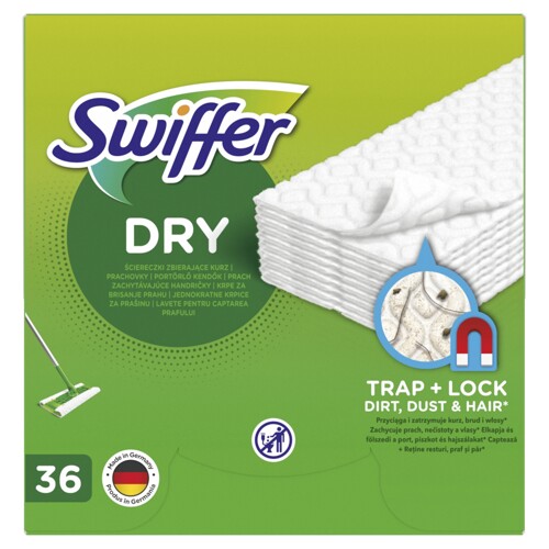 Swiffer mop. utěrky suché na podlahu náhrada 36 ks / odstraňují špínu, prach a vlasy/
