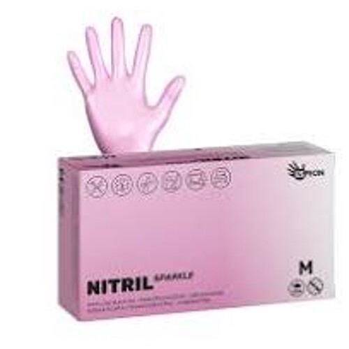 Rukavice 100 ks nitril růžové vel. M