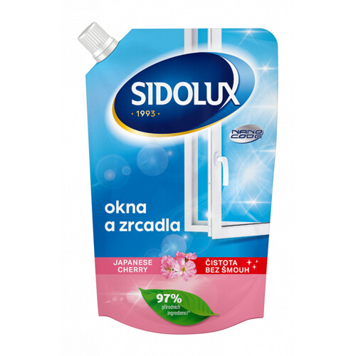 Sidolux na okna a zrcadla nano code japanese cherry 500 ml - náhradní náplň v sáčku