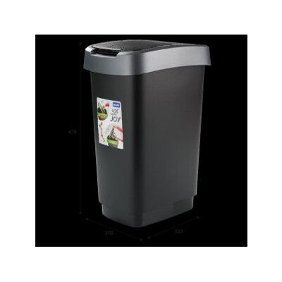 Odpadkový koš 25 l hranatý, výklopný, červený, zelený, šedý, rozměr 33,3x25,2x...