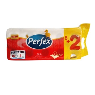 Toaletní papír Perfex 3v. 10 ks bílý - neparfém. / pytel 80 ks /