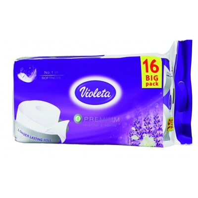 Toaletní papír Violeta heřmánek 3vrstvý, návin 13,2 m, 110 útržků, baleno po 1...